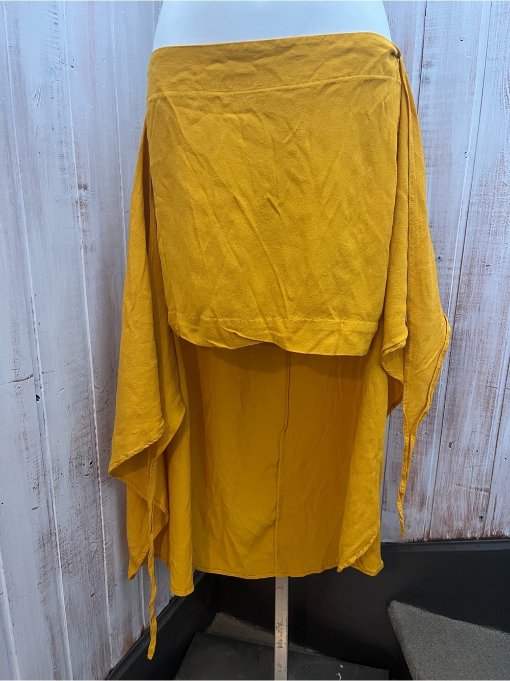FARM Rio Mustard Yellow Asymmetrical Wrap Skirt - Picture 2 of 5